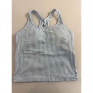 Attraco Light Blue Racerback Tank Top Built In Bra Activewear Women's S Small